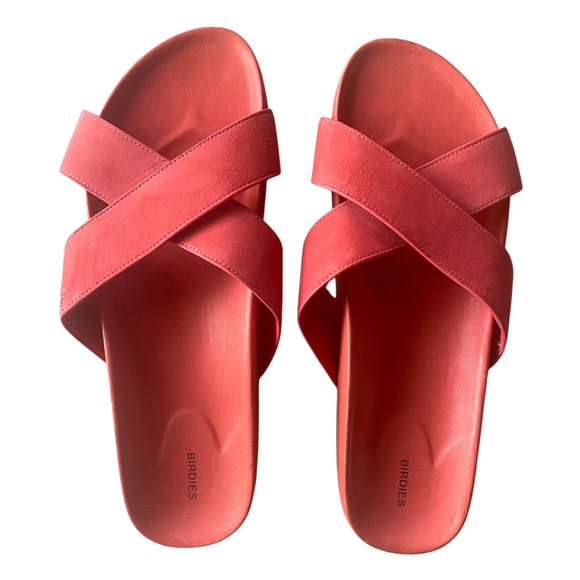 BIRDIES The Robin Womens Size 10.5/41 Persimmon Orange Suede Slide Sandals Shoes - Picture 4 of 10